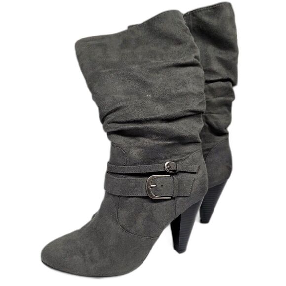 Apt. 9 Ophelia Gray Suede Mid-Calf Boots Size 8 1/2 - Picture 2 of 8